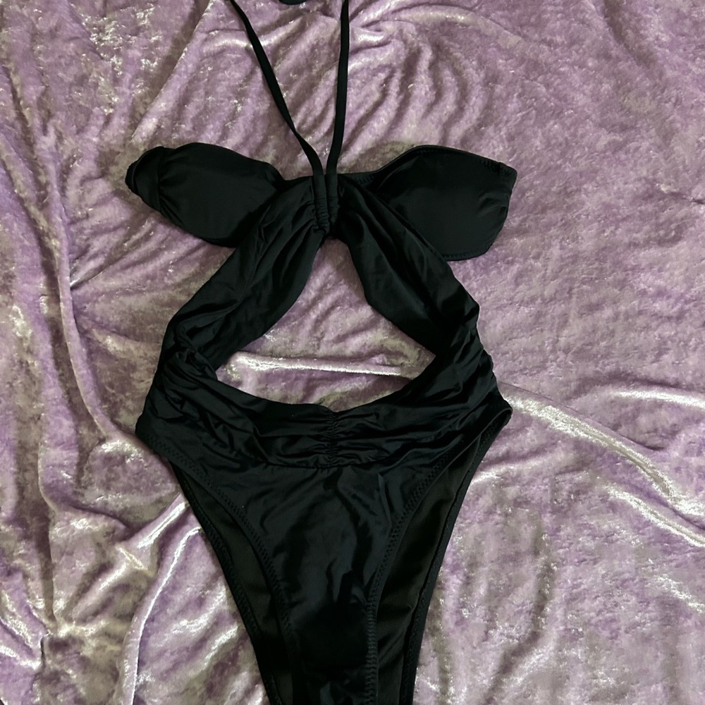Elegant Black Halter Swimsuit